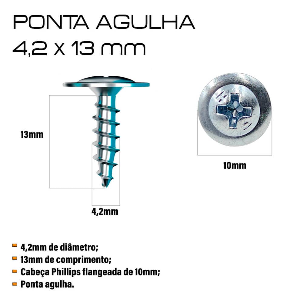 Imagem ilustrativa: Parafuso FLA 4,2 X 13 PH PONTA AGULHA FORRO